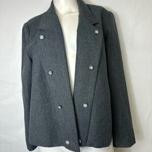 VINTAGE AMY ADAMS STUNNING OPEN FRONT GRAY BLAZER SIZE 14